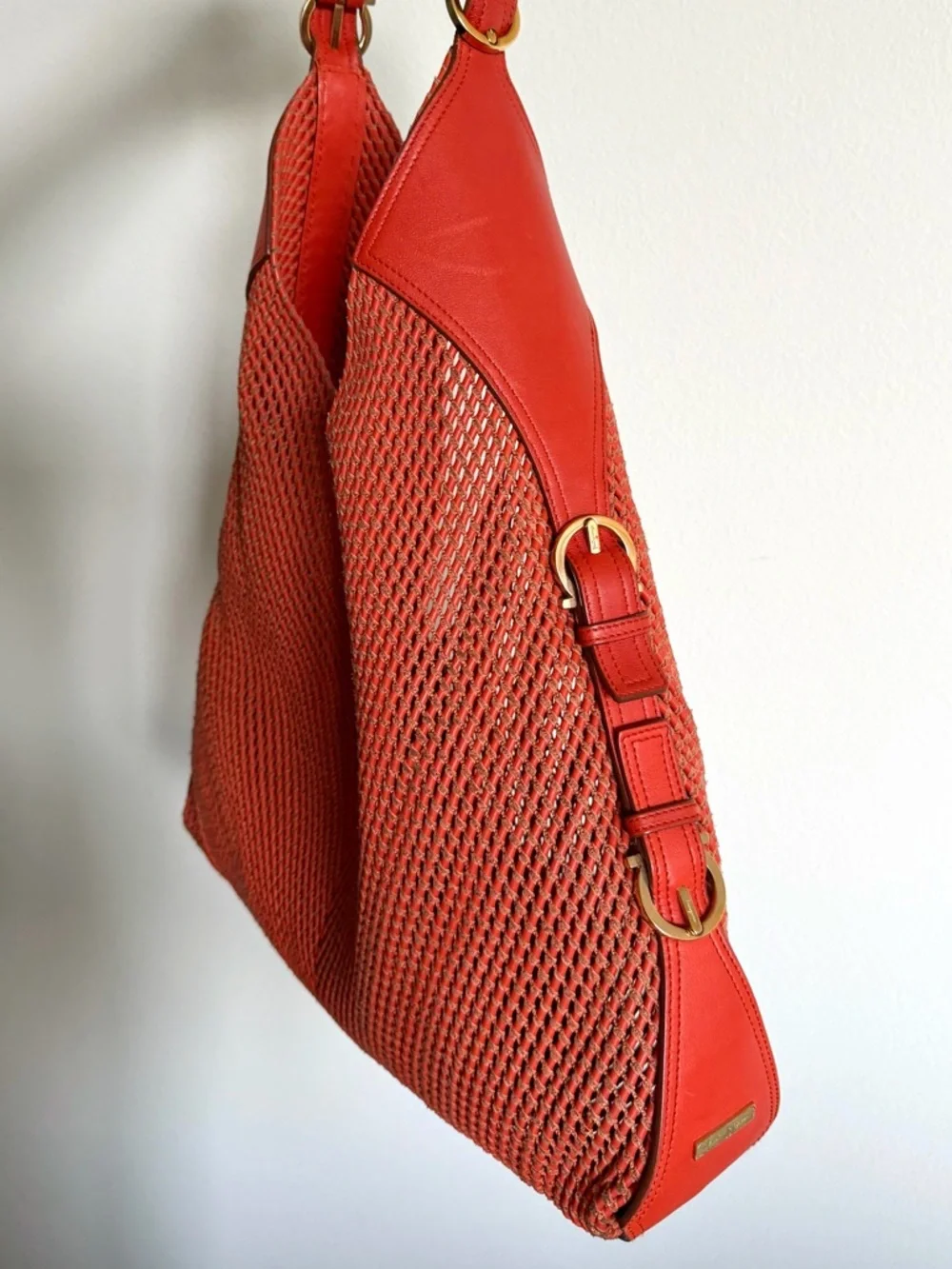 Salvatore Ferragamo Woven Leather Hobo Bag